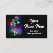 Schwarzer Hintergrund mit Regenbogen-Rose Visitenkarte (Vorderseite)