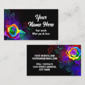 Schwarzer Hintergrund mit Regenbogen-Rose Visitenkarte (Vorne/Hinten)