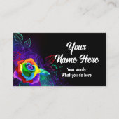 Schwarzer Hintergrund mit Regenbogen-Rose Visitenkarte (Vorderseite)