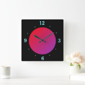 Schwarzer Hintergrund mit roter/rosa Moon> Wanduhr (Zuhause)