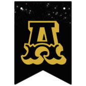 Schwarzer Hintergrund mit sterngoldenem Happy New  Wimpelkette (Dritte Fahne)