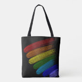Schwarzer Hintergrund mit Streifen in Regenbogenfa Tasche (Rückseite)