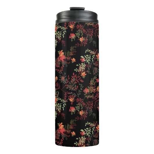 Schwarzer Hintergrund - Nahtloses Muster Thermosbecher (Vorderseite)