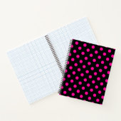 Schwarzer Hintergrund Pink Polka Dots Notizblock (Innenseite)