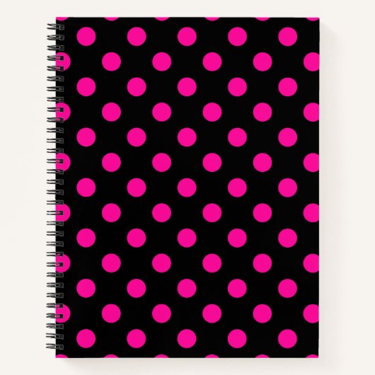 Schwarzer Hintergrund Pink Polka Dots Notizblock (Vorderseite)
