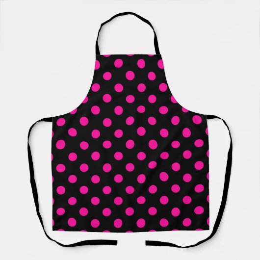 Schwarzer Hintergrund Pink Polka Dots Schürze (Vorderseite)