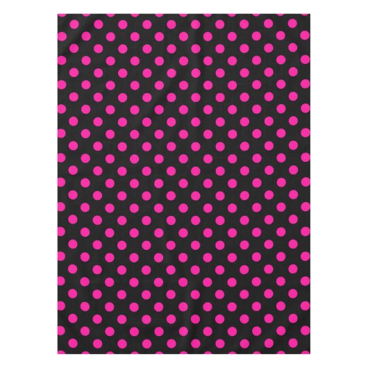 Schwarzer Hintergrund Pink Polka Dots Tischdecke (Vorderseite)