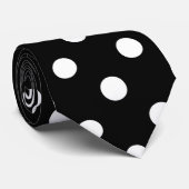 Schwarzer Hintergrund Polka Punkte Krawatte (Gerollt)