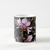 Schwarzer Hintergrund Rosa Magnolia Wasserfarbe Kaffeetasse (Mittel)