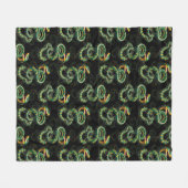 Schwarzer Hintergrund Schlange Muster Design Fleecedecke (Vorderseite (Horizontal))