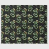 Schwarzer Hintergrund Schlange Muster Design Geschenkpapier (Flach)