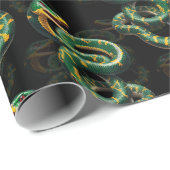 Schwarzer Hintergrund Schlange Muster Design Geschenkpapier (Rolleneckpunkt)