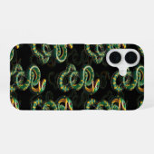 Schwarzer Hintergrund Schlange Muster Design iPhone 16 Hülle (Rückseite (Horizontal))