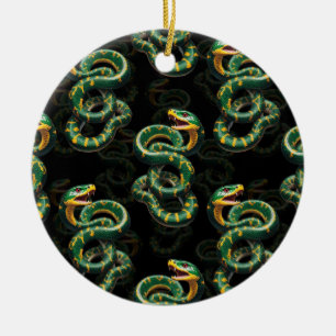 Schwarzer Hintergrund Schlange Muster Design Keramik Ornament