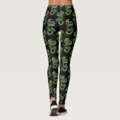 Schwarzer Hintergrund Schlange Muster Design Leggings (Rückseite)