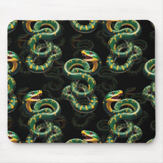 Schwarzer Hintergrund Schlange Muster Design Mousepad (Vorne)