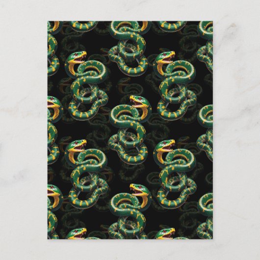Schwarzer Hintergrund Schlange Muster Design Postkarte (Vorderseite)
