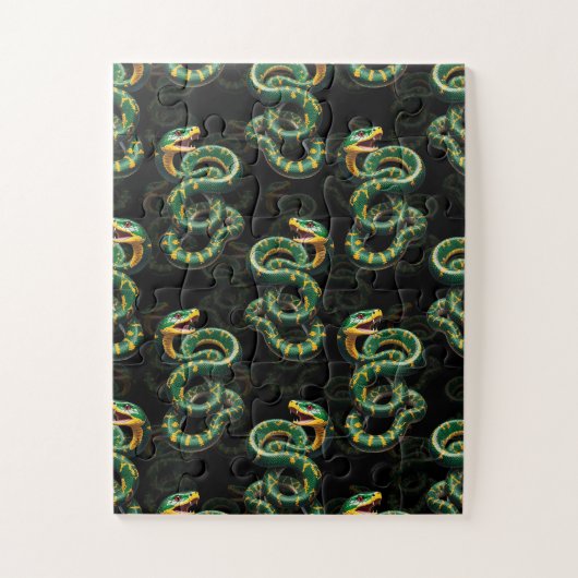 Schwarzer Hintergrund Schlange Muster Design Puzzle (Vertikal)