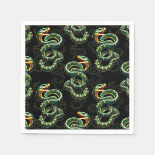 Schwarzer Hintergrund Schlange Muster Design Serviette (Vorderseite)