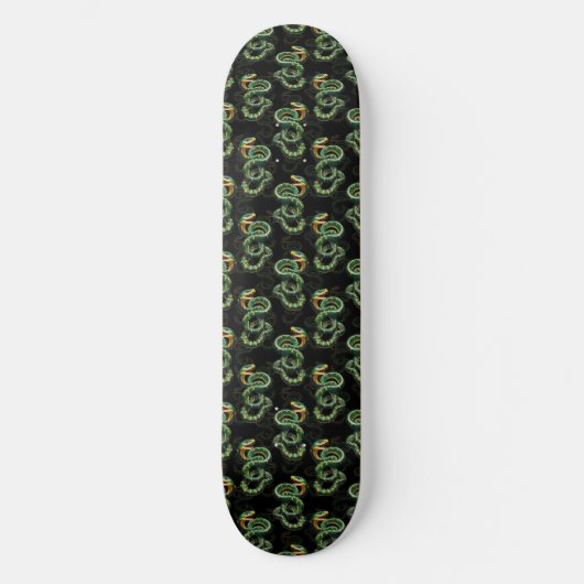 Schwarzer Hintergrund Schlange Muster Design Skateboard (Vorderseite)
