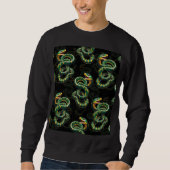 Schwarzer Hintergrund Schlange Muster Design Sweatshirt (Vorderseite)