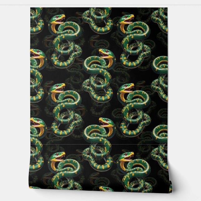 Schwarzer Hintergrund Schlange Muster Design Tapete (Abrollen)