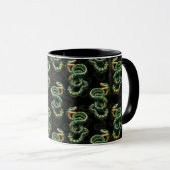 Schwarzer Hintergrund Schlange Muster Design Tasse (VorderseiteRechts)