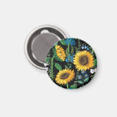 Schwarzer Hintergrund Sonnenblumenmuster Magnet (Vorderseite/Rückseite)