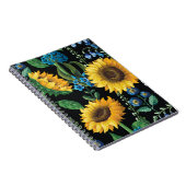 Schwarzer Hintergrund Sonnenblumenmuster Notizblock (Rechte Seite)