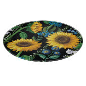 Schwarzer Hintergrund Sonnenblumenmuster Schneidebrett (Ecke)