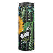 Schwarzer Hintergrund Sonnenblumenmuster Thermosbecher (Rückseite)