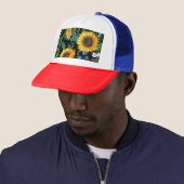 Schwarzer Hintergrund Sonnenblumenmuster Truckerkappe (Beispiel)