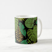 Schwarzer Hintergrund tropischer Blätter Kaffeetasse (VorderseiteRechts)