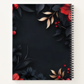 Schwarzer Hintergrund und Blumendekoration Notizblock (Rückseite)