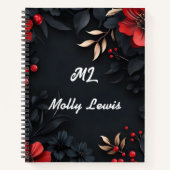 Schwarzer Hintergrund und Blumendekoration Notizblock (Vorderseite)