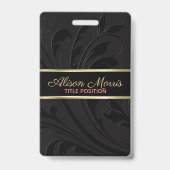 Schwarzer Hintergrund und wirbelnder und goldener  Ausweis (Rückseite)