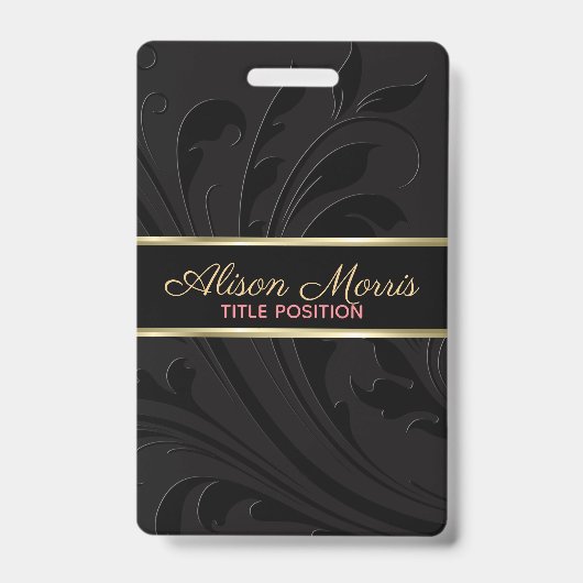 Schwarzer Hintergrund und wirbelnder und goldener  Ausweis (Vorderseite)