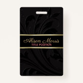 Schwarzer Hintergrund und wirbelnder und goldener Ausweis (Rückseite)