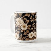 Schwarzer Hintergrund Weiße Blume Kaffeetasse (Vorderseite Links)