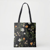 Schwarzer Hintergrund wild lebender Blume Tasche (Vorderseite)