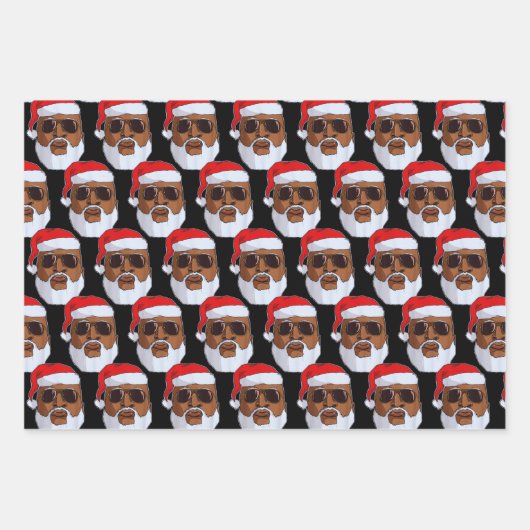 Schwarzer Hip Hop Santa Claus Afroamerikanischer W Geschenkpapier Set (Vorderseite 3)
