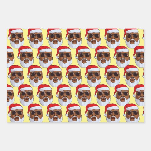 Schwarzer Hip Hop Santa Claus Afroamerikanischer W Geschenkpapier Set (Vorderseite 2)