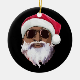 Schwarzer Hip Hop Santa Claus Neuheit Afrikanische Keramik Ornament