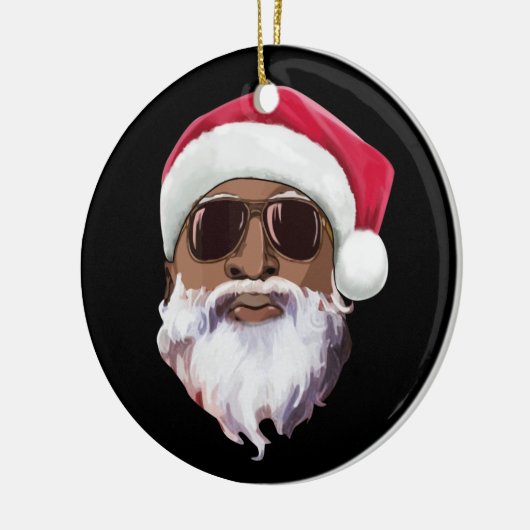 Schwarzer Hip Hop Santa Claus Neuheit Afrikanische Keramik Ornament (Links)