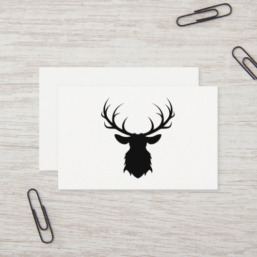 Schwarzer Hirschkopf mit Antler-Silhouette Visitenkarte (Vorderseite/Rückseite Beispiel)