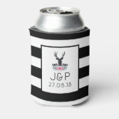 Schwarzer Hirschkopf mit rosa Blume und Berge Dosenkühler (Kanne Rückseite)