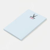 Schwarzer Hirschkopf mit rosa Blume und Berge Post-it Klebezettel (angewinkelt)