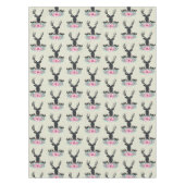 Schwarzer Hirschkopf mit rosa Blume und Berge Tischdecke (Vorderseite)