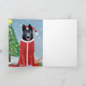Schwarzer Hirte Hund in Schnee Weihnachtsgeschenke Karte (Innenseite)