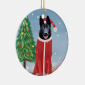 Schwarzer Hirte Hund in Schnee Weihnachtsgeschenke Keramik Ornament (Rechts)